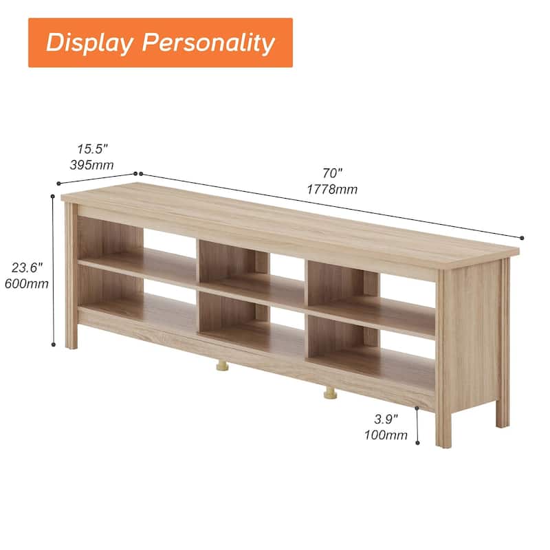 TV Stand for 75 Inch TV, Wood Entertainment Center with Storage, 70"