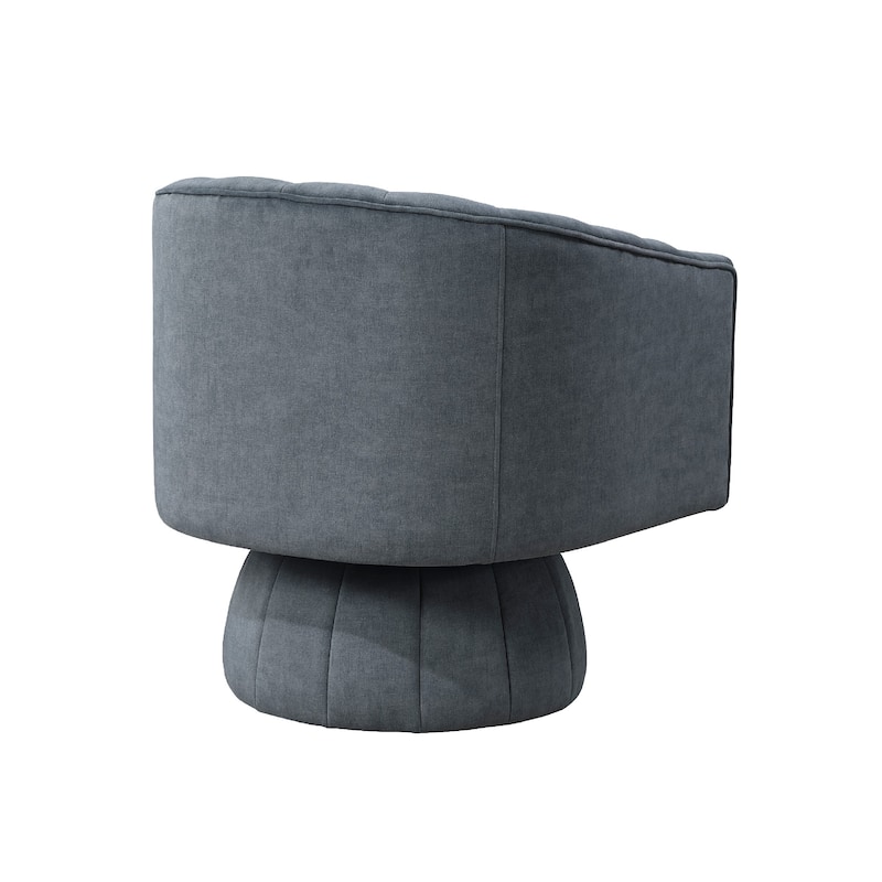 Rex Swivel Accent Chair, Barrel Channel Stitched Velvet, Dark Gray
