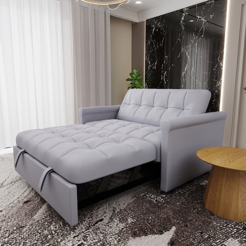 2-Seater Convertible Sofa Bed - Velvet Upholstery Sleeper Loveseat with Pull-Out Mechanism, Space-Saving