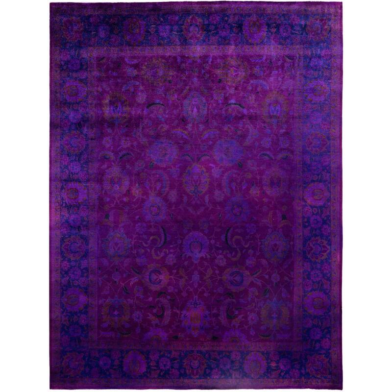 Overdyed One-of-a-Kind Hand-Knotted Area Rug - Purple - 9' 2" x 12' 5"
