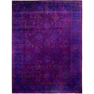 Overdyed One-of-a-Kind Hand-Knotted Area Rug - Purple - 9' 2" x 12' 5"