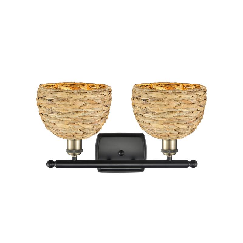 Innovations Lighting 516-2W-12-18 Woven Rattan Vanity Woven Rattan 2
