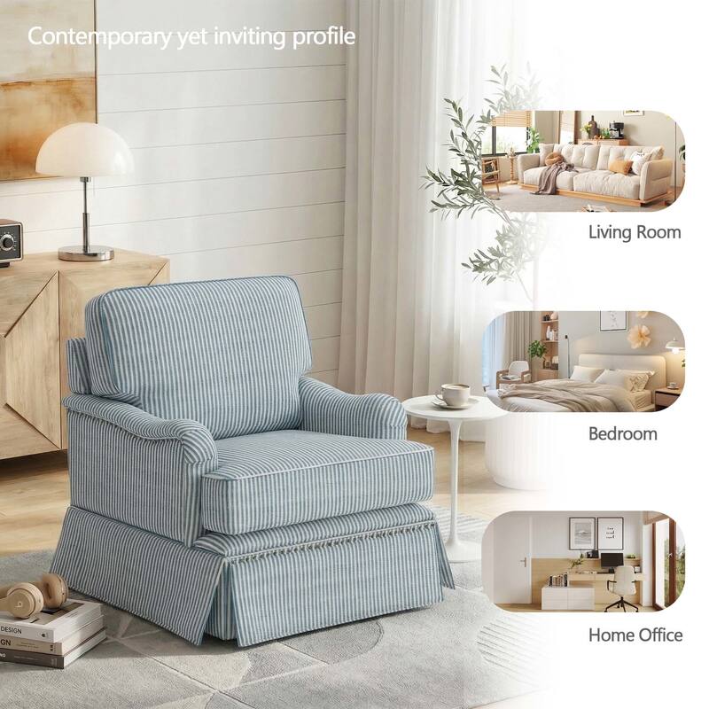 Modern Chenille Swivel Armchair and Storage Ottoman