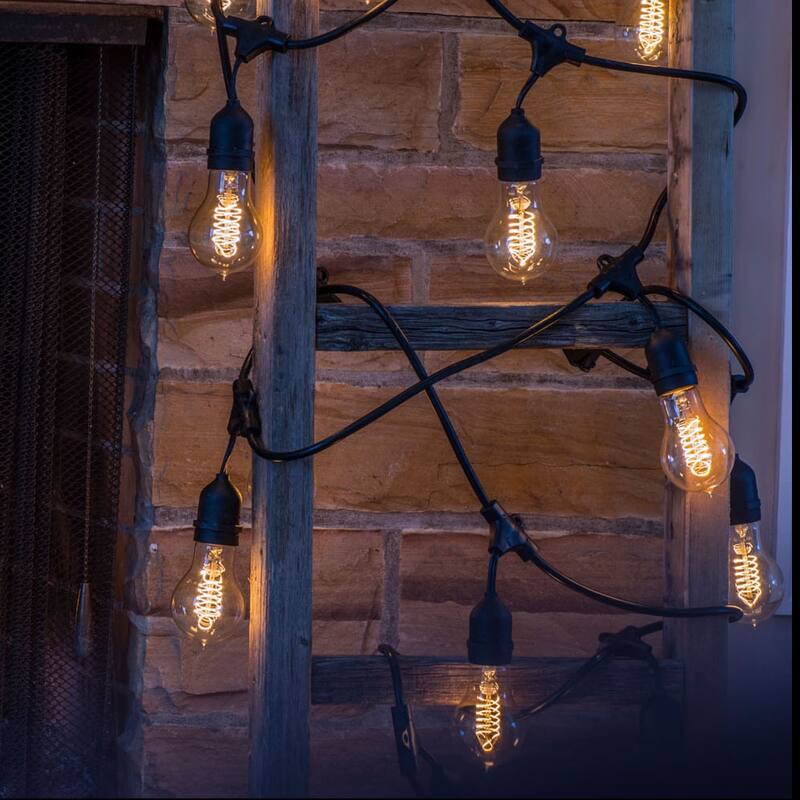 Bulbrite 48 ft Indoor/Outdoor 15-Socket (E26) Decorative String Light Kit, Black