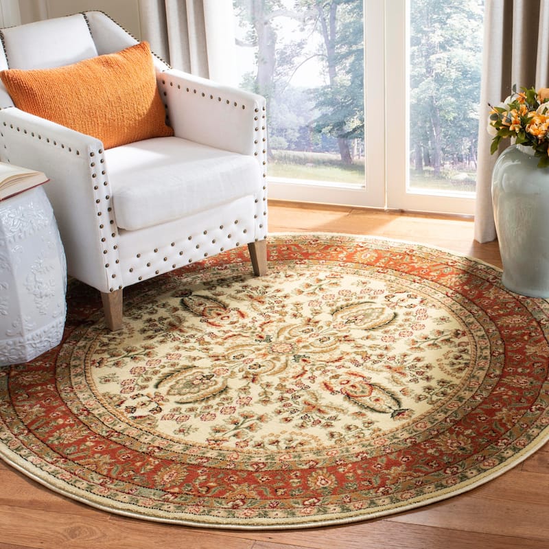 SAFAVIEH Lyndhurst Joretta Traditional Bordered Oriental Area Rug - 5'3" Round - Ivory/Rust