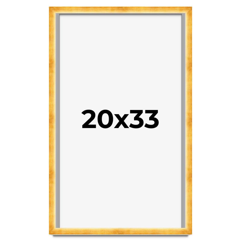 20x33 Shadow Box Frame Gold | 1.625 Inches Deep Real Wood Traditional
