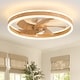 preview thumbnail 5 of 5, Jewelair 20 in. White Flush Mount Low Profile LED Ceiling Fan Faux Oak Farmhouse Ceiling Fan with Lights - 20in.
