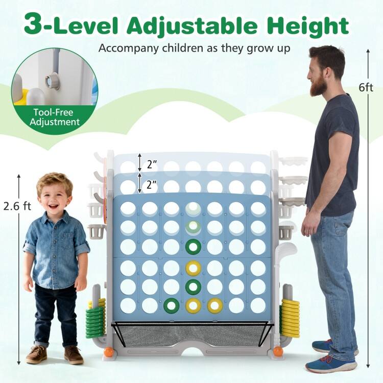 PE PP PVC 4-in-1 Jumbo Game Set with Adjustable Height and Cup Holders - 40.5" x 15.5" x 32.5"-38.5"