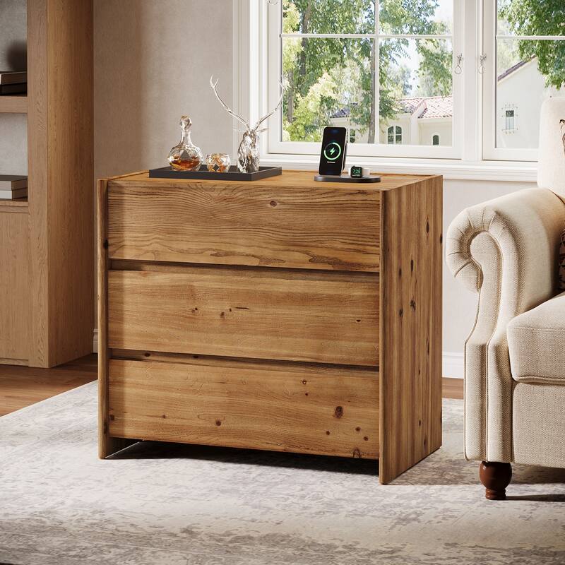 Oversized Solid Wood Nightstand, 31.5-Inch Farmhouse Night Stand