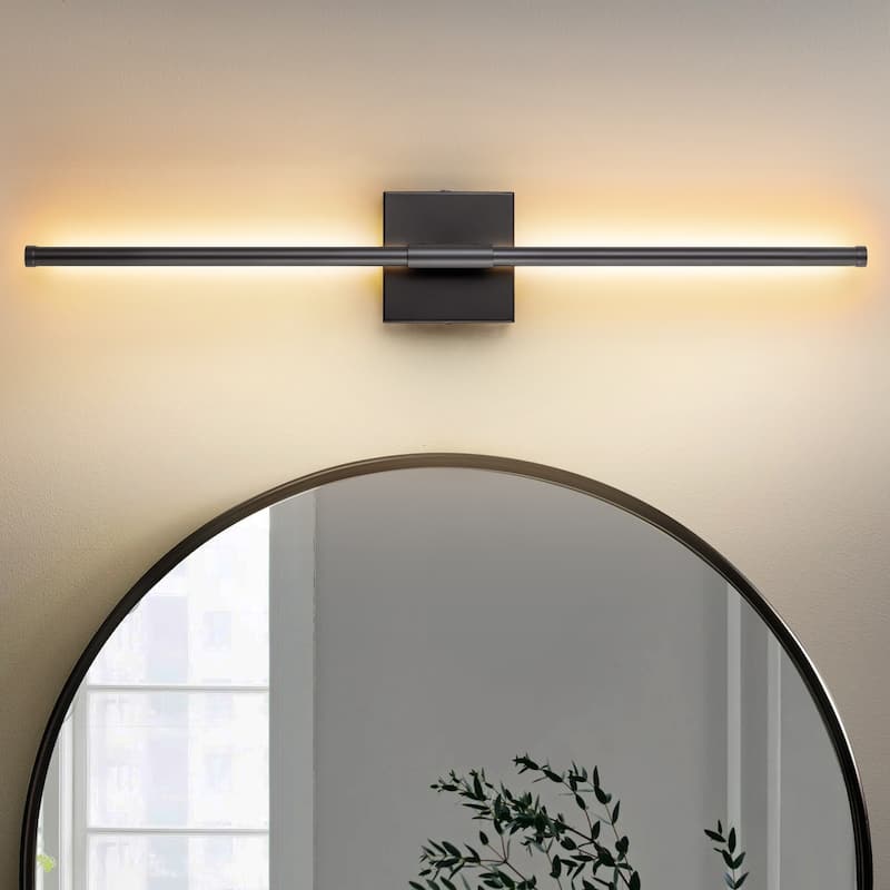 1-Light Modern Linear Aluminum Dimmable Integrated LED 3000K Warm Light Bathroom Vanity Lights for Mirror