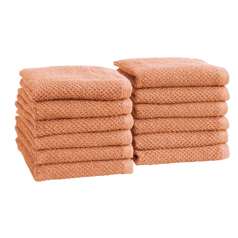 100% Cotton Acacia Collection Ultra Absorbant Popcorn Bath Towels - Washcloth (Pack of 12) - Dusty Rose