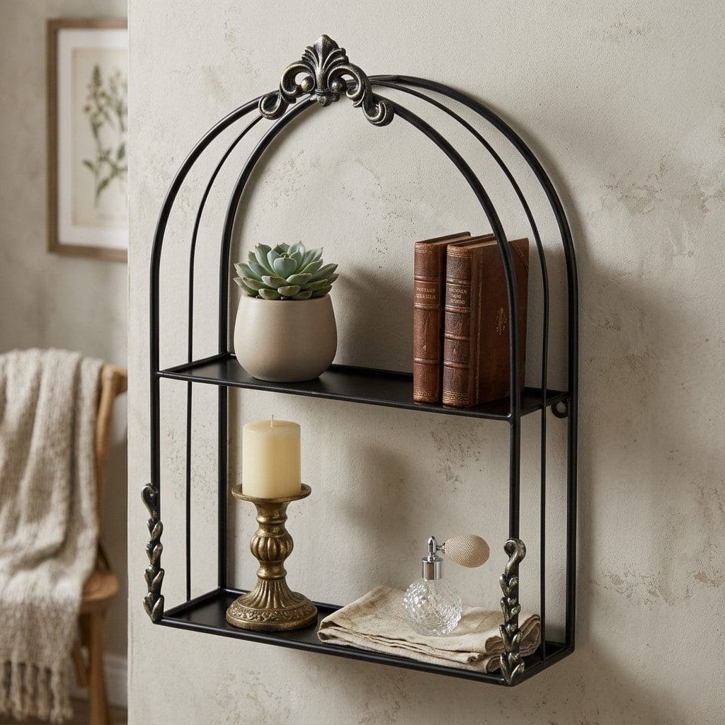 Sophronia Vintage Style 2 Tier Metal Wall Shelf - N/A