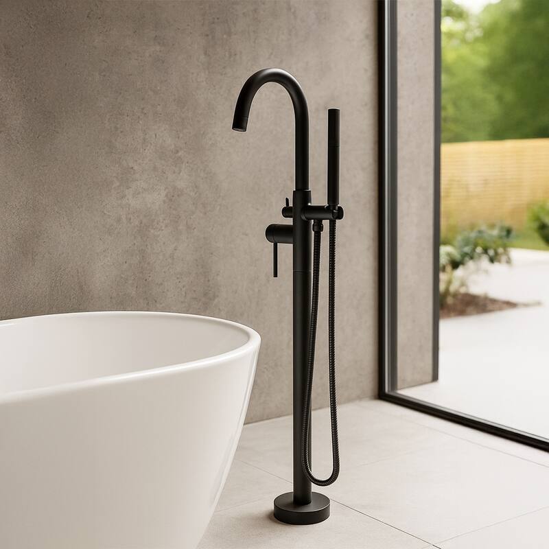 Neptune Single Handle Floor Mounted Gooseneck Freestanding Tub Filler