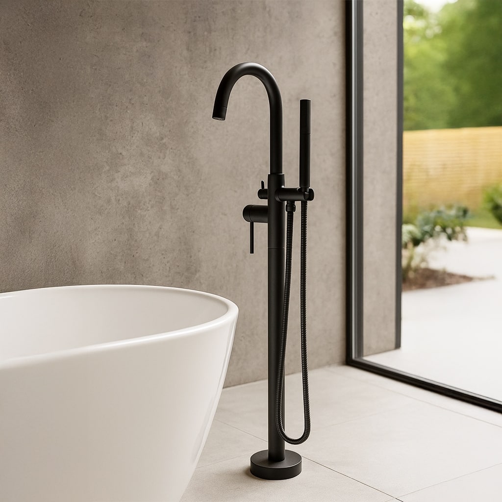 Neptune Single Handle Floor Mounted Gooseneck Freestanding Tub Filler