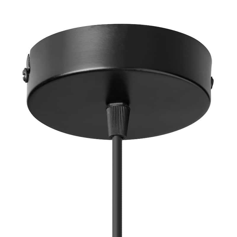 Mademoiselle River of Goods Black Metal and Stained Glass 10-Inch Pendant Light with Adjustable Hanging Cord - 10" x 10" x 72"