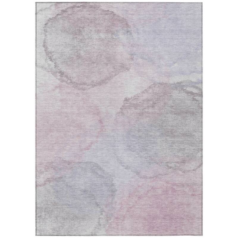Machine Washable Indoor/ Outdoor Abstract Muted Chantille Rug