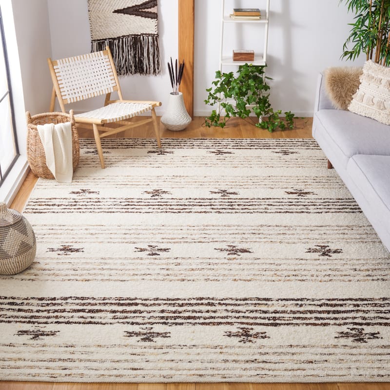 SAFAVIEH Handmade Natura Limanka Boho Tribal Wool Rug - 10' x 14' - Black/Ivory