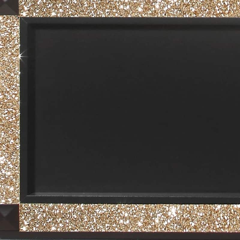 HomeRoots Black Faux Crystal Bling Wood And Upholstery Lighted King Bed Frame