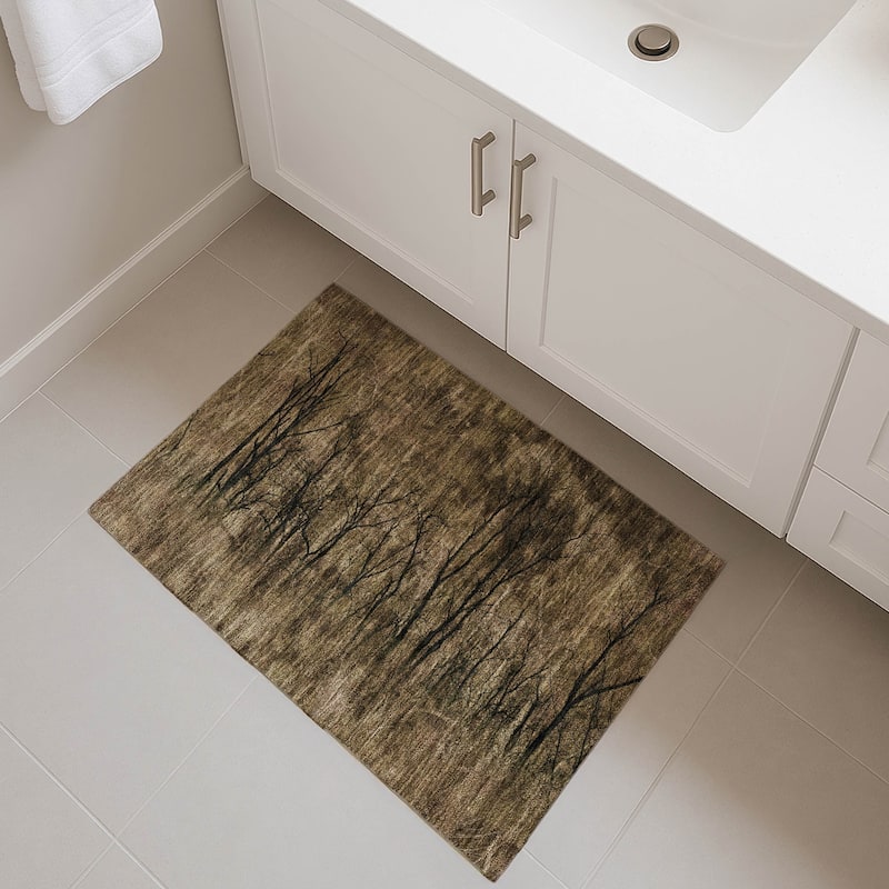 Premium Washable Super Soft Modern Forest Mayfield Rug - Brown - 1'8" x 2'6"