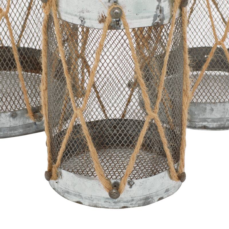 Silver Metal Decorative Indoor Outdoor Candle Lantern (Set of 3)