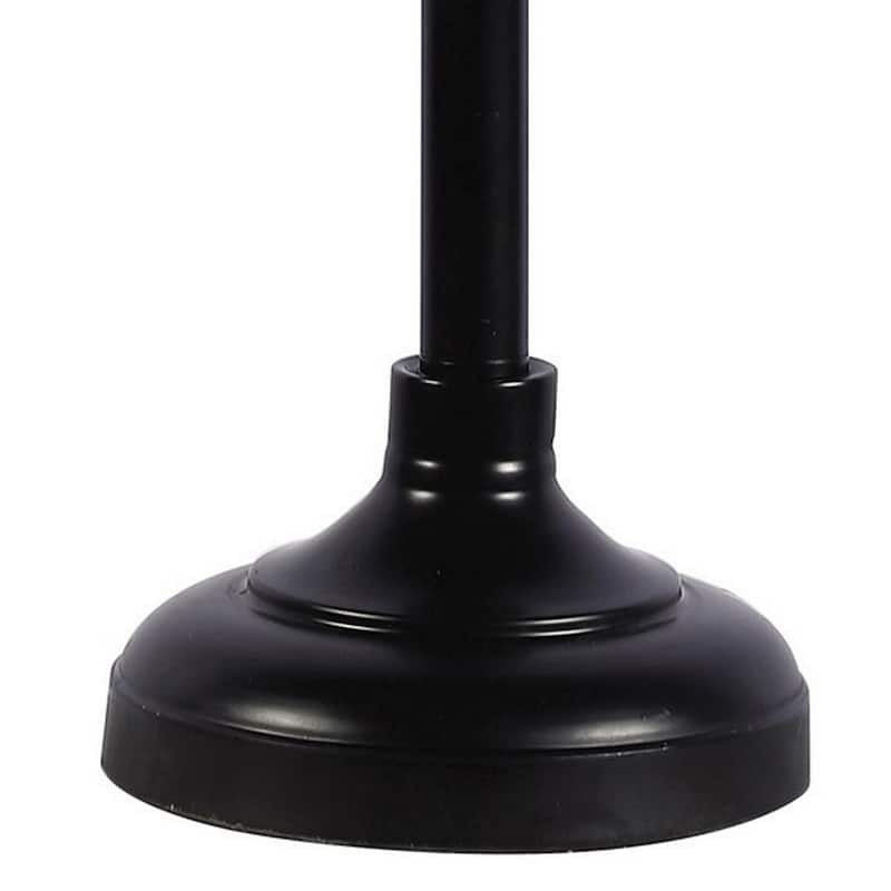 Ora 26 Inch Modern Table Lamp, Square Cage Shade, Round Metal Base, Black