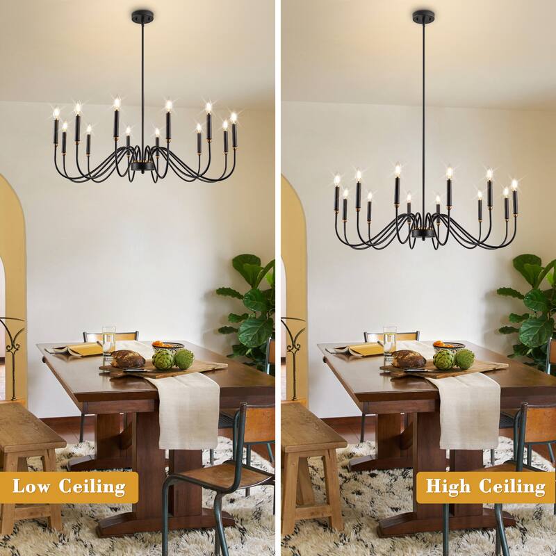 12-Light Candle Chandelier Dimmable Classic/ Traditional Chandelier for Living Room