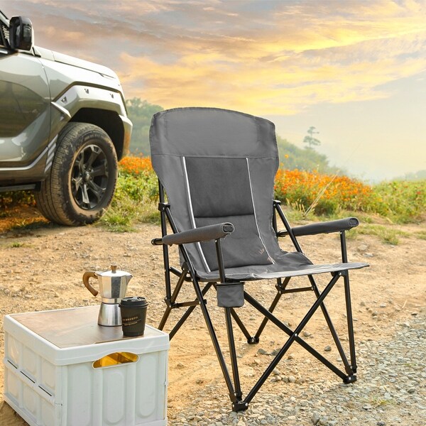 High-Back Heavy-Duty Lawn Chair Supports 250 Lbs, Portable