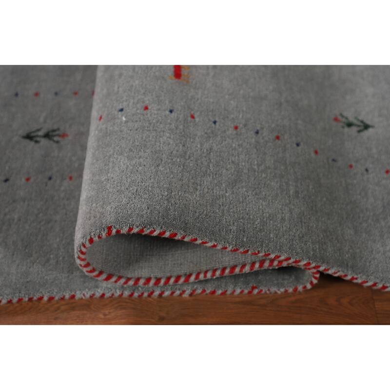 Silver Gray Gabbeh Indian Area Rug Handmade Wool Carpet - 7'8"x 9'10"