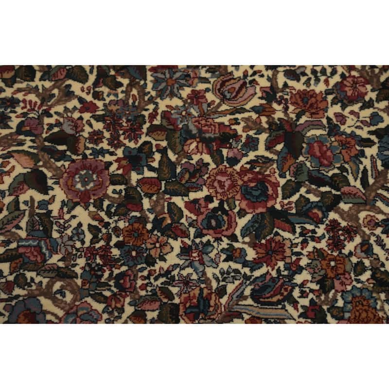 Hand Knotted Oriental 100% Wool Carpet Traditional All-Over Beige & Ivories Kerman Area Rug - 14' 0'' X 9' 11''