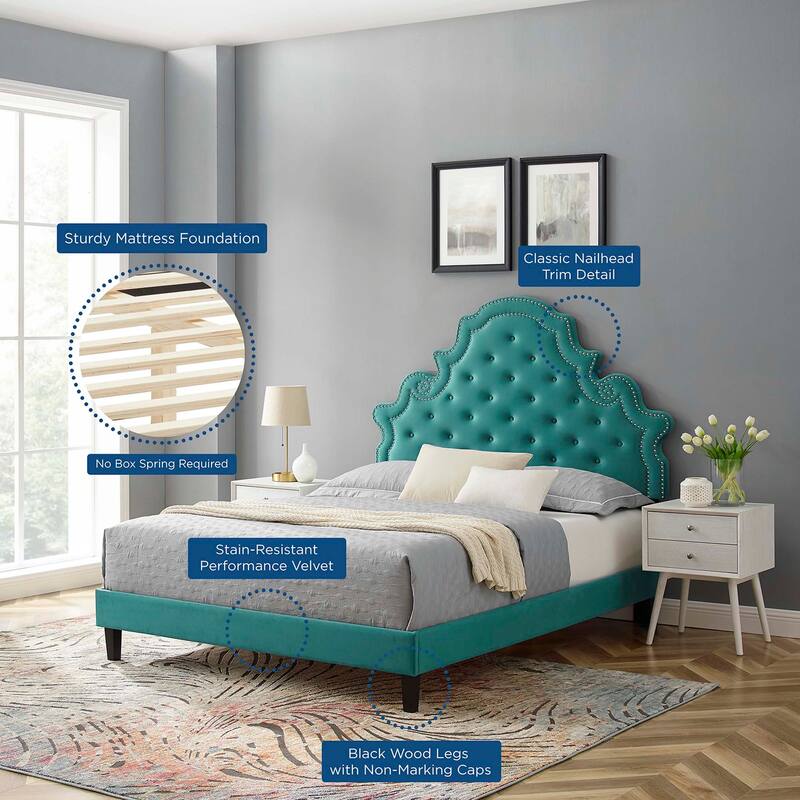 Gwyneth Tufted Performance Velvet Full Platform Bed