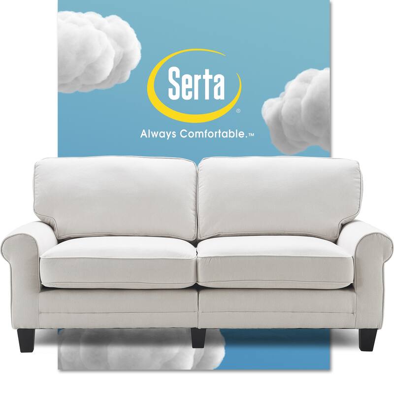Serta Copenhagen 73" Sofa Couch for Two People, Pillowed Back Cushions and Rounded Arms, Durable Modern Upholstered Fabric - Cream