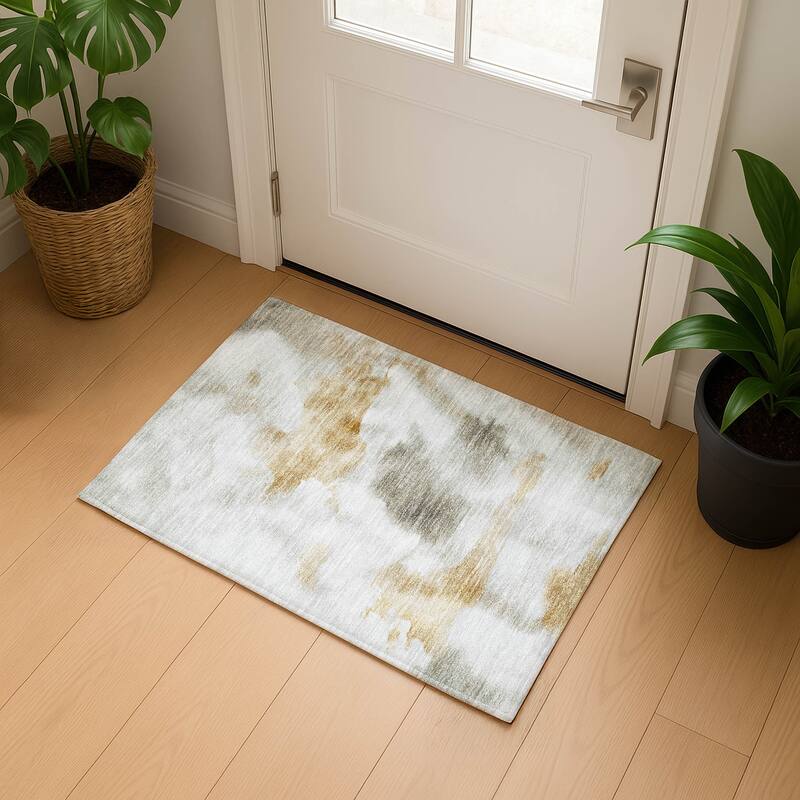 Premium Washable Super Soft Abstract Mayfield Rug - Putty - 1'8" x 2'6"