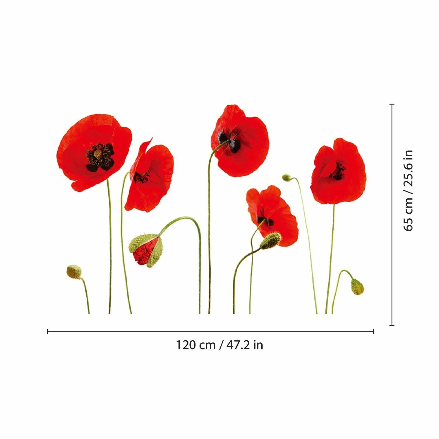 Adesivi Murali 3D Walplus, 12 Fiori E Perline Di Cristallo, Colore Rosso, 60x60 Cm Componibili, Rimovibili E Riutilizzabili