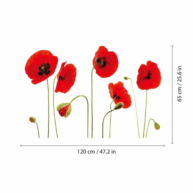 Walplus Wall Sticker Red Poppy Flower Art Children Mural Self Adhesive