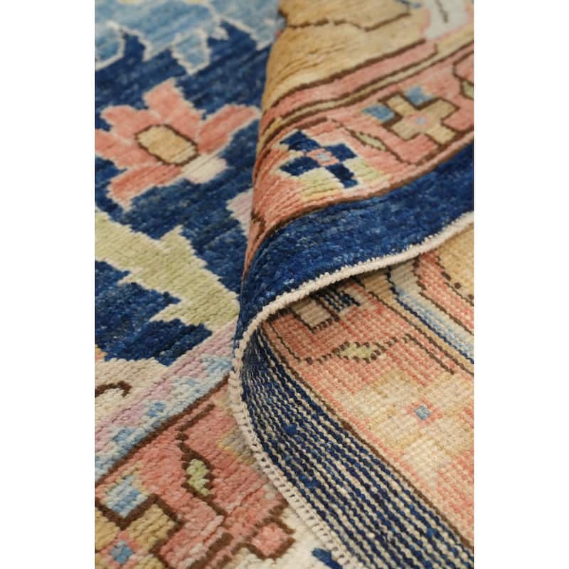 Hand Knotted Oriental 100% Wool Carpet Traditional All-Over Navy Blue & Blues Ziegler Area Rug - 14' 6'' X 12' 2''