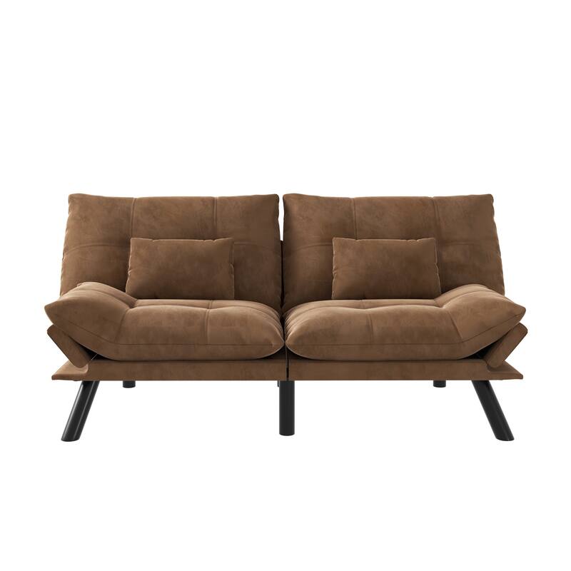 Modern Brown Microfiber Convertible Folding Sofa Bed