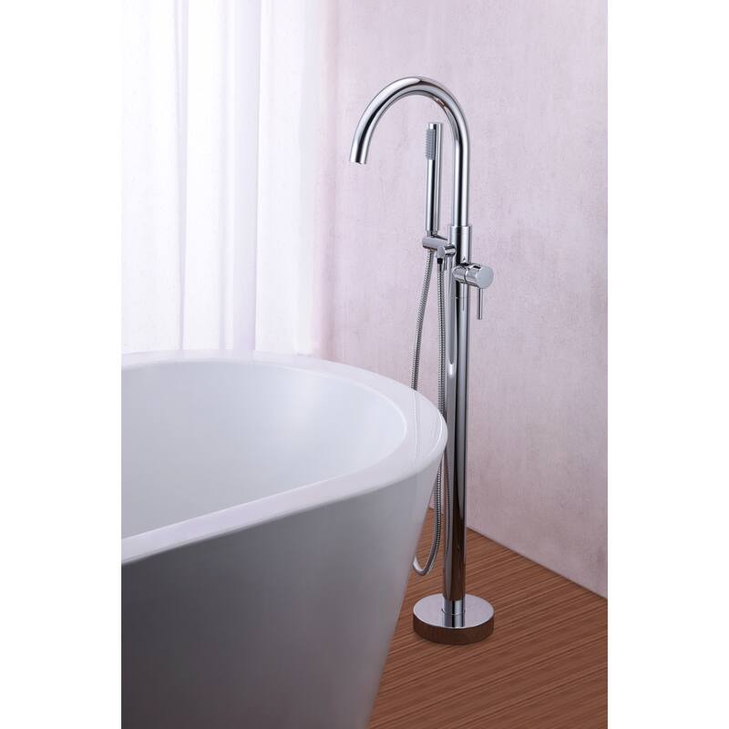 ANZZI Coral 2-Handle Freestanding Claw Foot Tub Faucet with Hand Shower in Matte Black