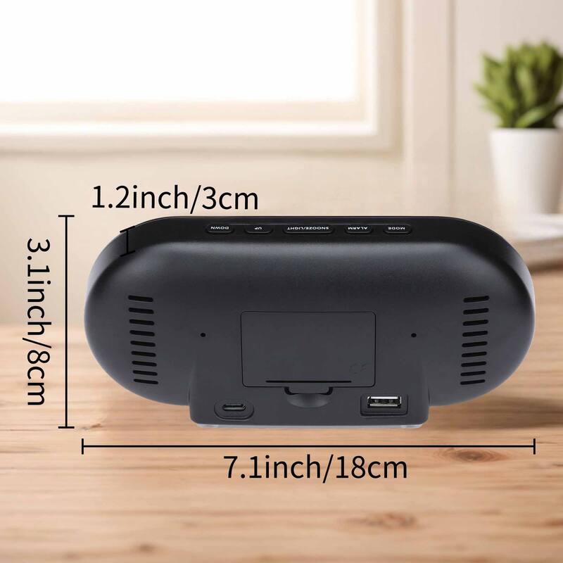Oval Digital Alarm Clock Bedroom, Alarm Clocks Big Number Dimmable Snooze, 12/24H Deep for Sleepers 7.1 x 3.1 x 1.2 inch