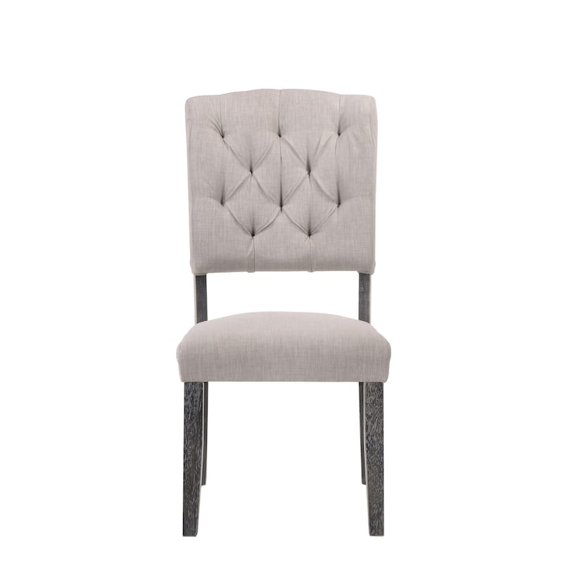 Bernard Beige Linen & Weathered Gray Oak Finish Side Chair (Set of 2)