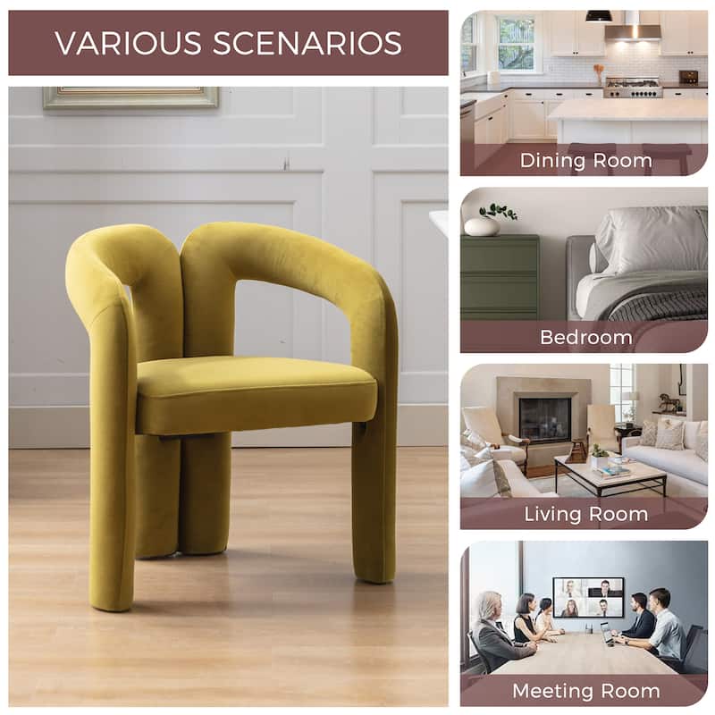 Set of 2 Contemporary Velvet Fabric Upholstered Accent Armchair