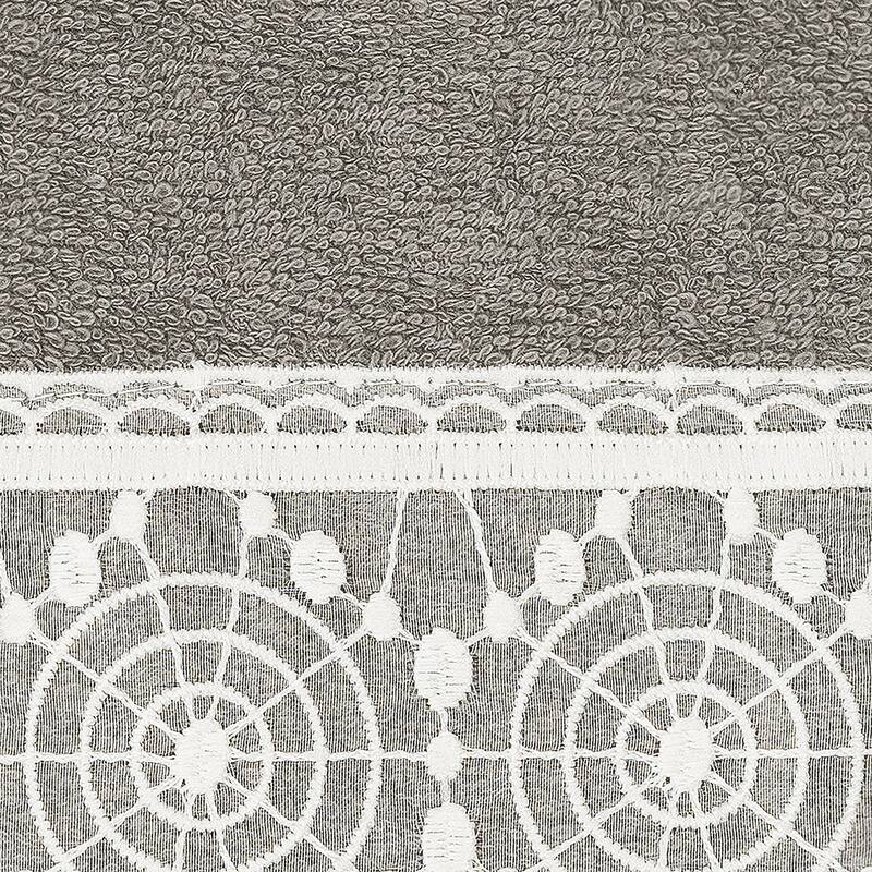 Authentic Hotel and Spa 100% Turkish Cotton Arian 3PC Cream Lace Embellished Towel Set