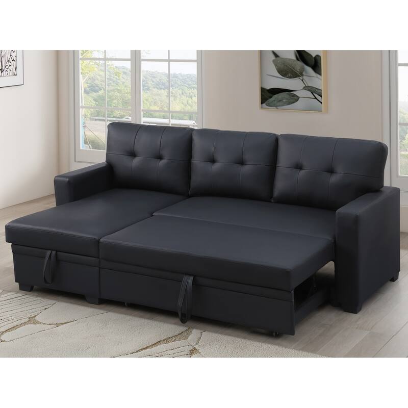 Contemporary Upholstered Storage Convertible Sectional Sofa with Pull-out Chaise