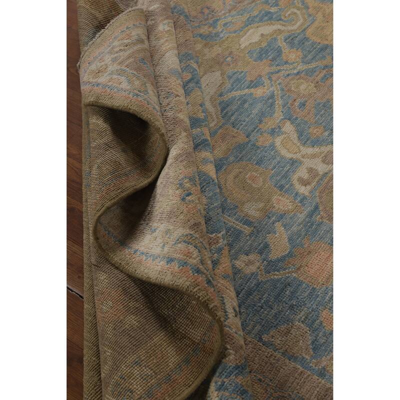 Hand Knotted Oriental 100% Wool Carpet Transitional Medallion Yellow & Gold Oushak Area Rug - 12' 1'' X 8' 10''