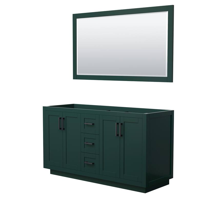 Wyndham Collection Miranda 60" Double Free Standing Vanity Cabinet - - Green / Matte Black Hardware