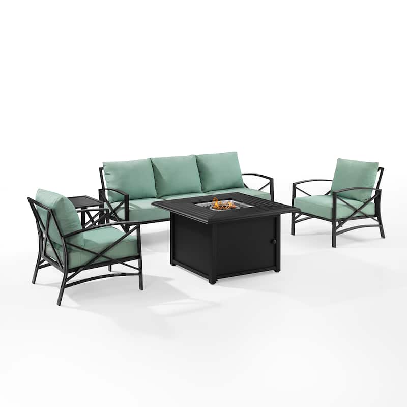Crosley Kaplan 5Pc Outdoor Sofa Set W/Fire Table - 147 W x 91 D x 32 H