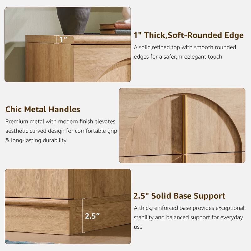 Buffet Cabinet with Arched Doors, Wood Sideboard with Adjustable Shelf