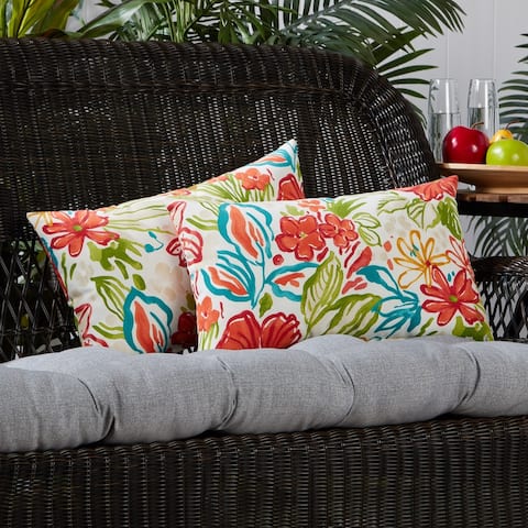 Breeze Floral 19-inch x 12-inch Outdoor Accent Pillow (Set of 2)