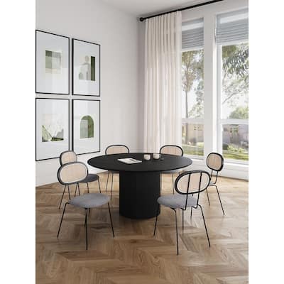 Manhattan Comfort 7-Piece Hathaway Jardin Modern 59.05 Solid Wood Round Dining Set