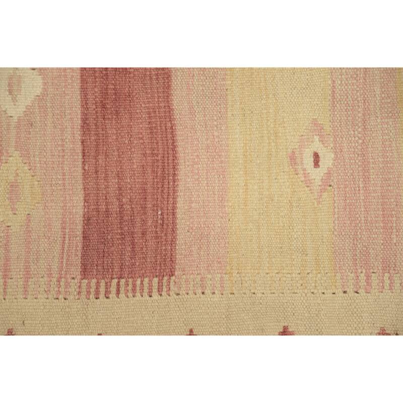 Hand Woven Oriental 100% Wool Carpet Southwestern Tribal Pink Kilim Area Rug - 5' 5'' X 3' 1''