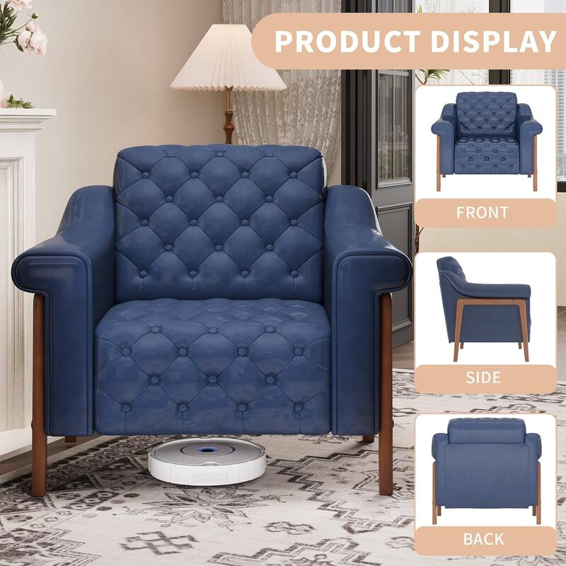 Cozy Accent Chair,PU Leather Modern Living Room Chairs,Mid-Century Office Reading Chair,Single Sofa,Armchair